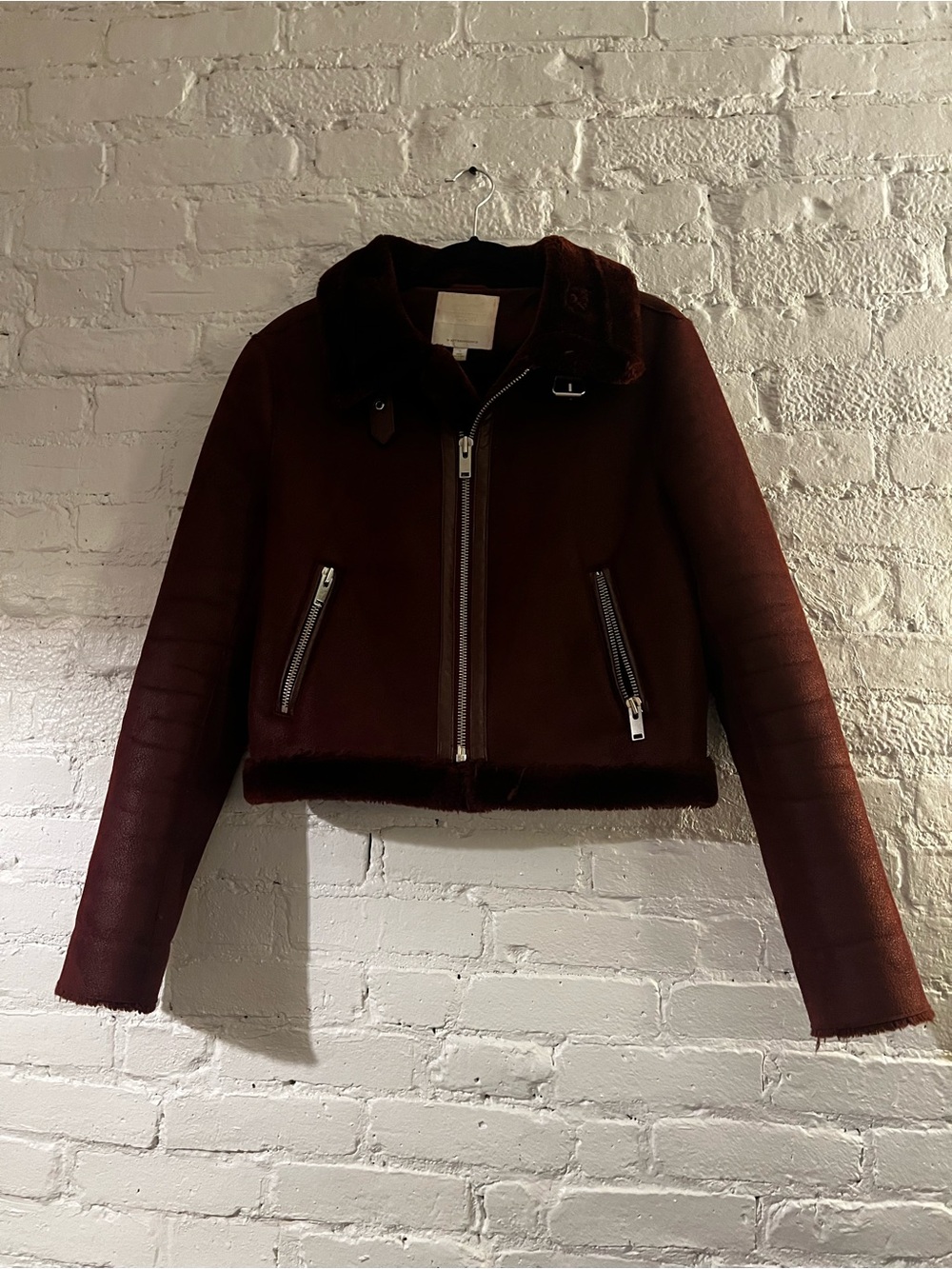 Anthropologie Dark Burgundy Shearling Jacket
